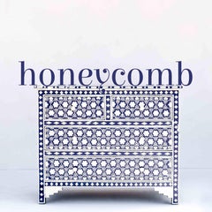 Honeycomb Anglo Indian Blue Four Drawer Dressers