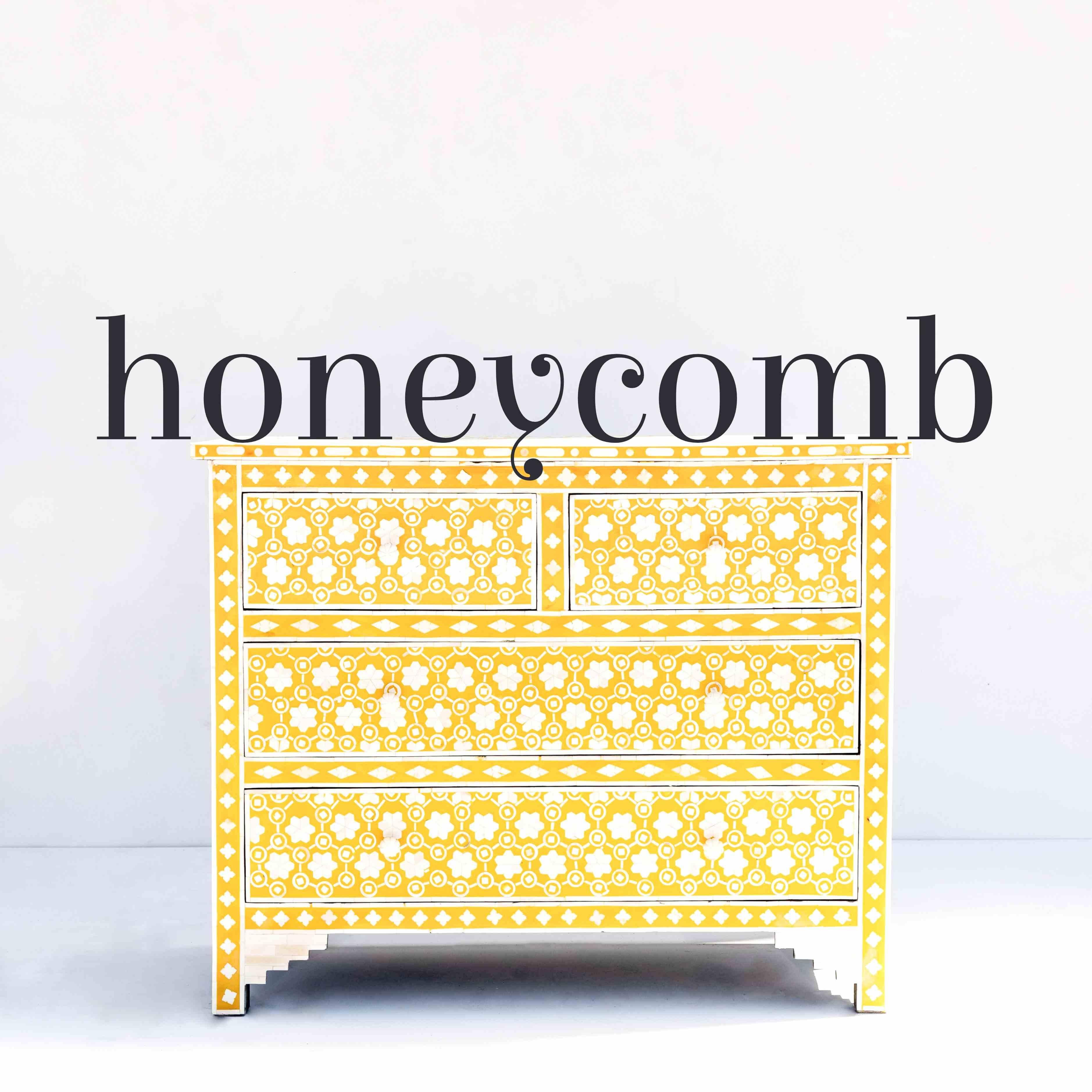 Introducing our exquisite Bone Inlay Dresser, an undeniable statement piece for any bedroom or living room. This stunning four drawer dresser is entirely handmade, featuring intricate bone inlay honeycomb flower patterns that are nothing short of