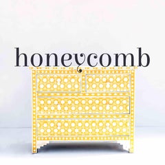 Honeycomb Anglo Indian Yellow Four Drawer Dressers