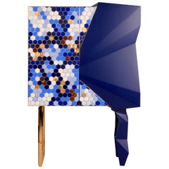 Honeycomb Blue and Gold Leaf Cabinet, Royal Stranger