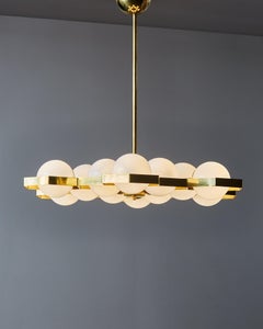 Honeycomb Brass and Glass Chandelier