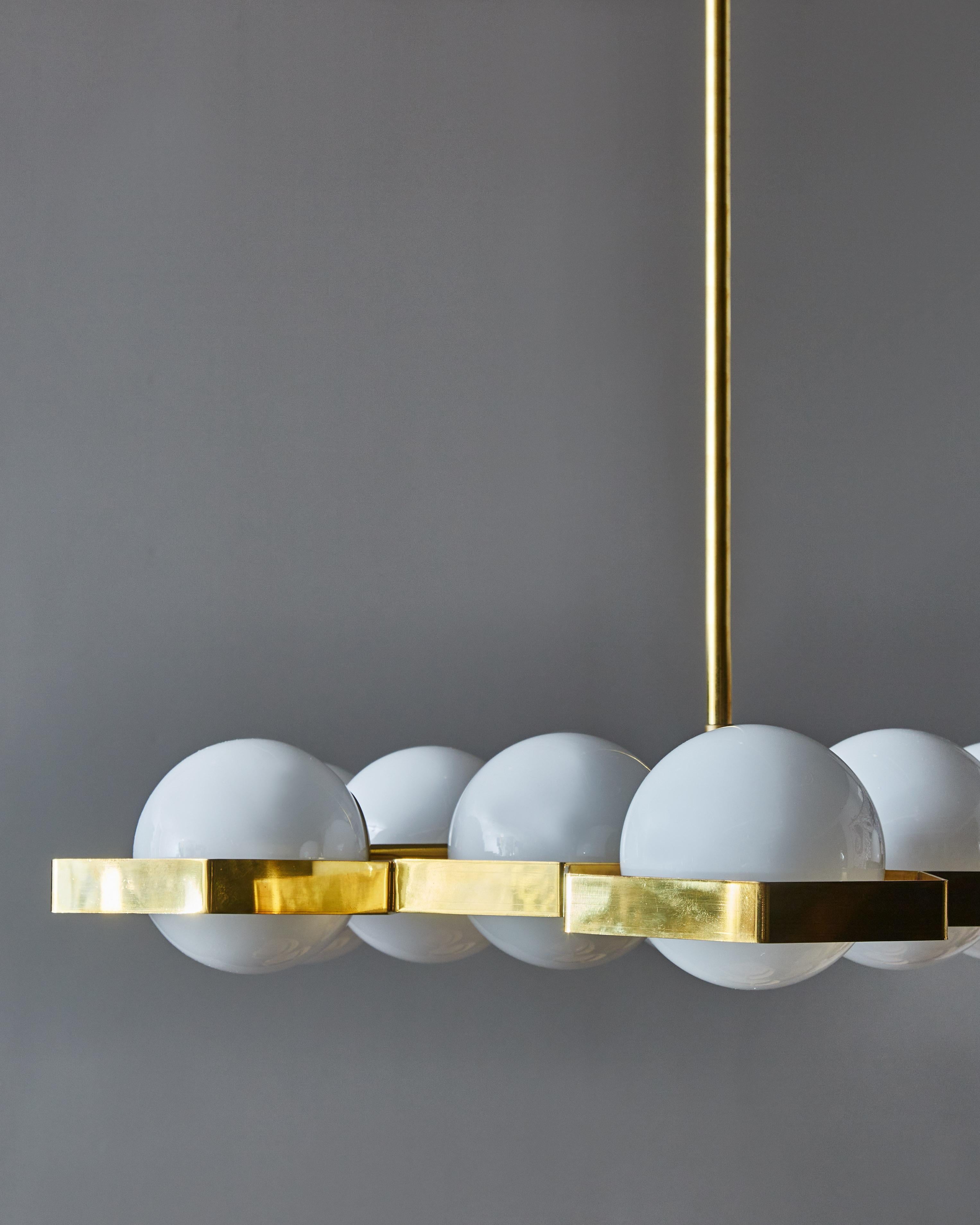 Italian Honeycomb Brass and Glass Chandelier For Sale