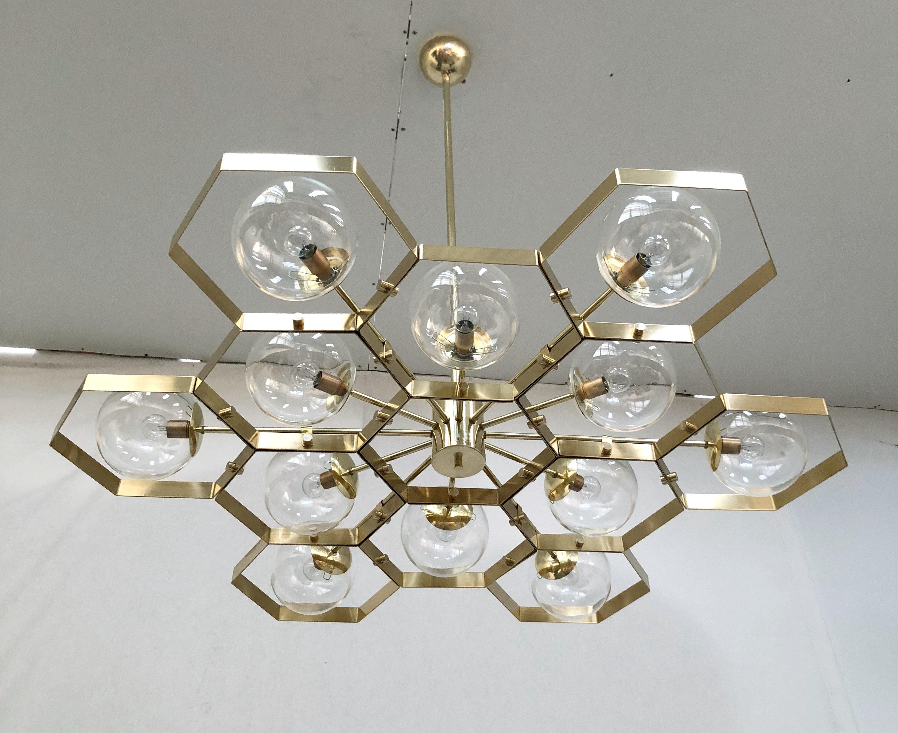 Mid-Century Modern Honeycomb Chandelier by Fabio Ltd For Sale