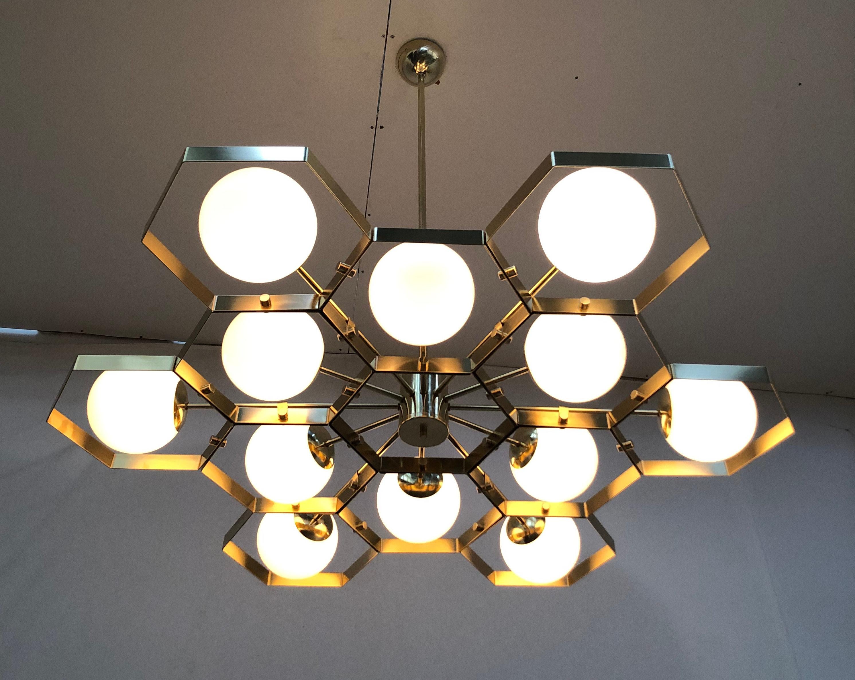 Contemporary Honeycomb Chandelier by Fabio Ltd For Sale