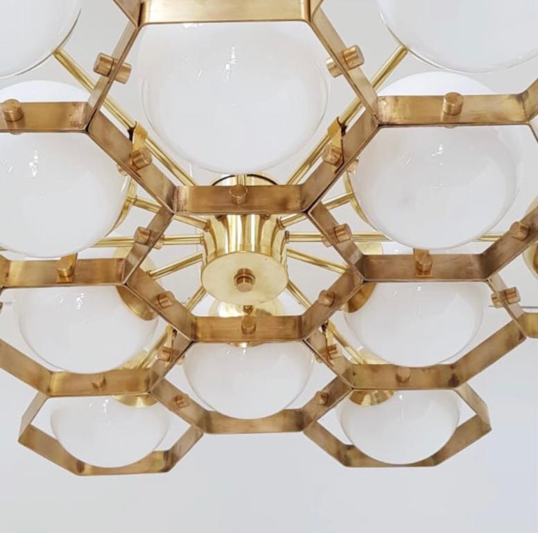 Brass Honeycomb Chandelier by Fabio Ltd For Sale