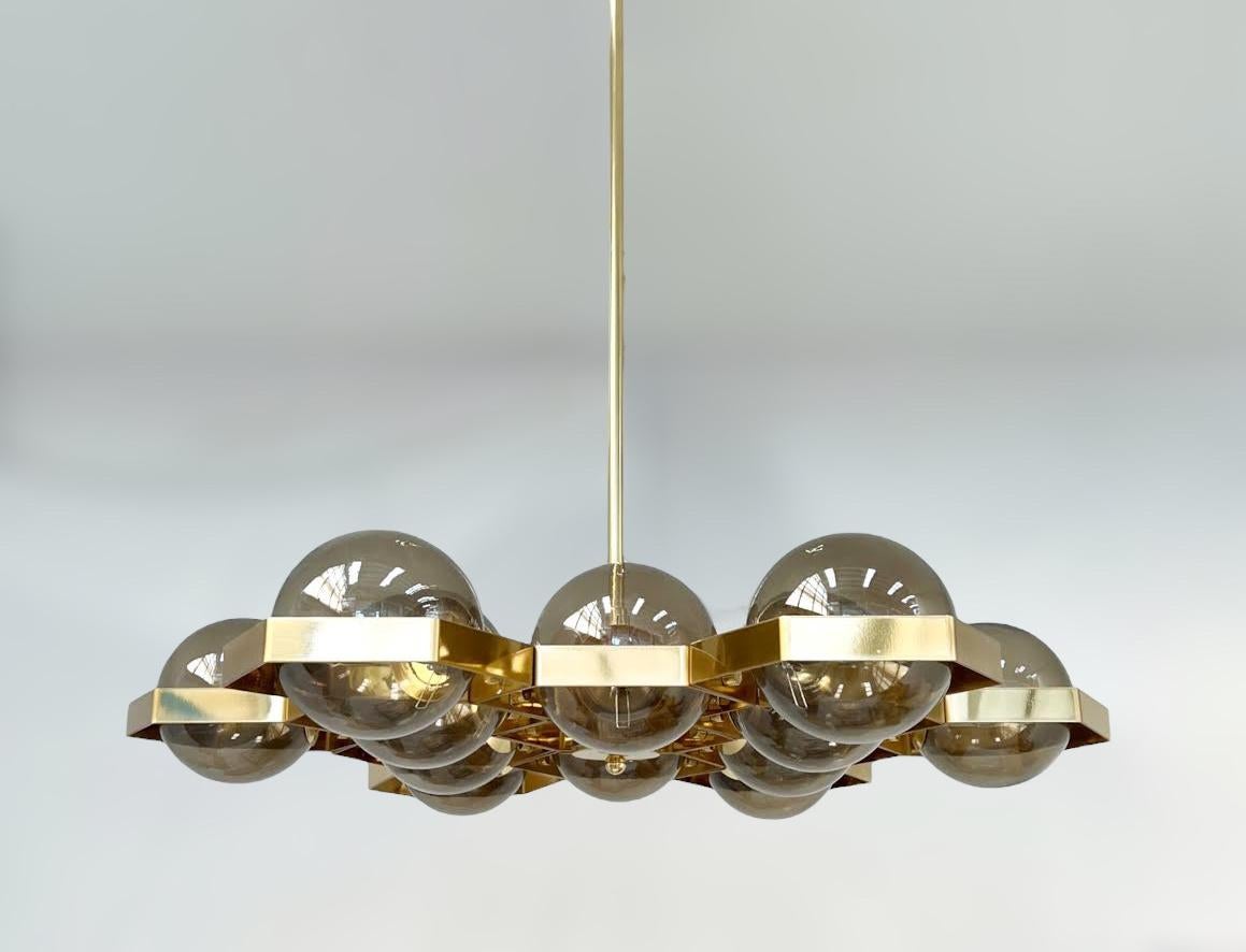 Brass Honeycomb Chandelier by Fabio Ltd For Sale