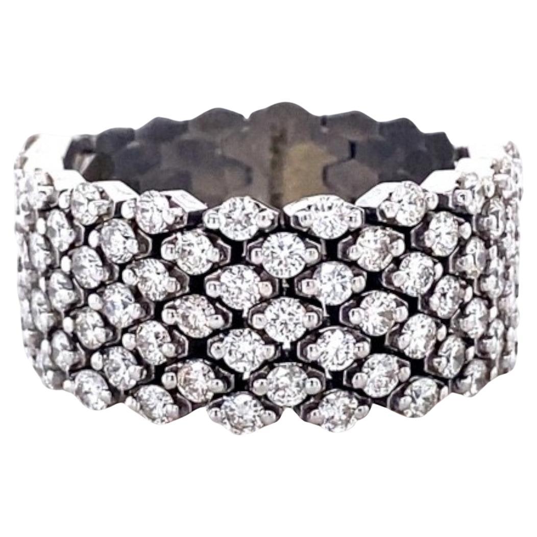Honeycomb Diamond Band Ring in 14K Solid Gold (Certified)
