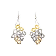 Honeycomb Diamond Dangler Earrings in 18 Karat Yellow Gold