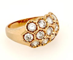 Honeycomb Diamond Fashion Dome Ring