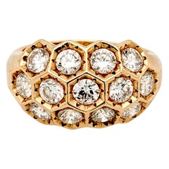 Honeycomb Diamond Fashion Dome Ring