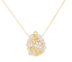 Honeycomb Diamond Necklace in 18 Karat Yellow Gold