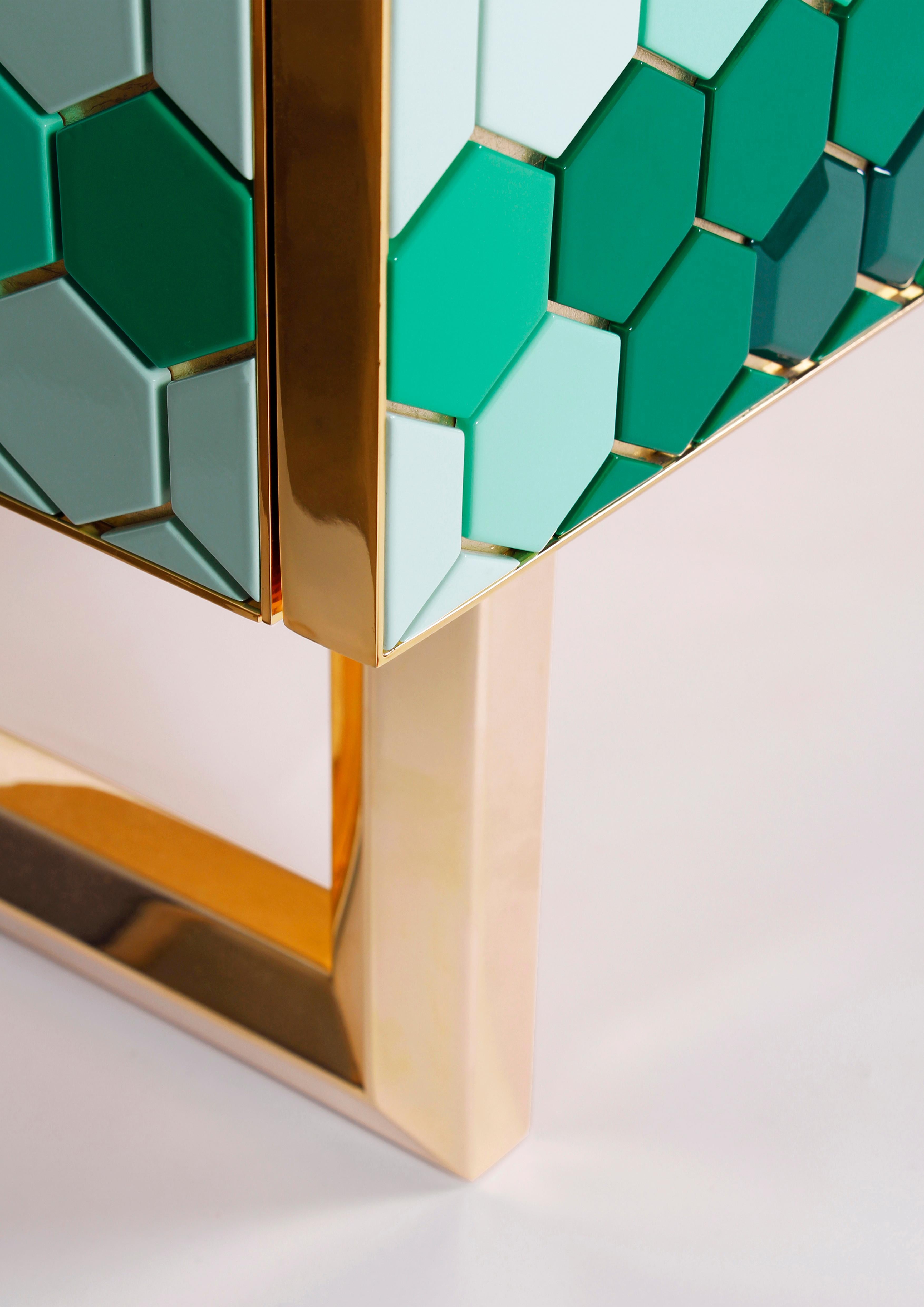 Contemporary Honeycomb Emerald Sideboard, Royal Stranger