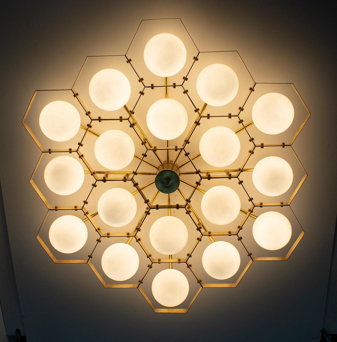 Mid-Century Modern Honeycomb Flush Mount by Fabio Ltd For Sale