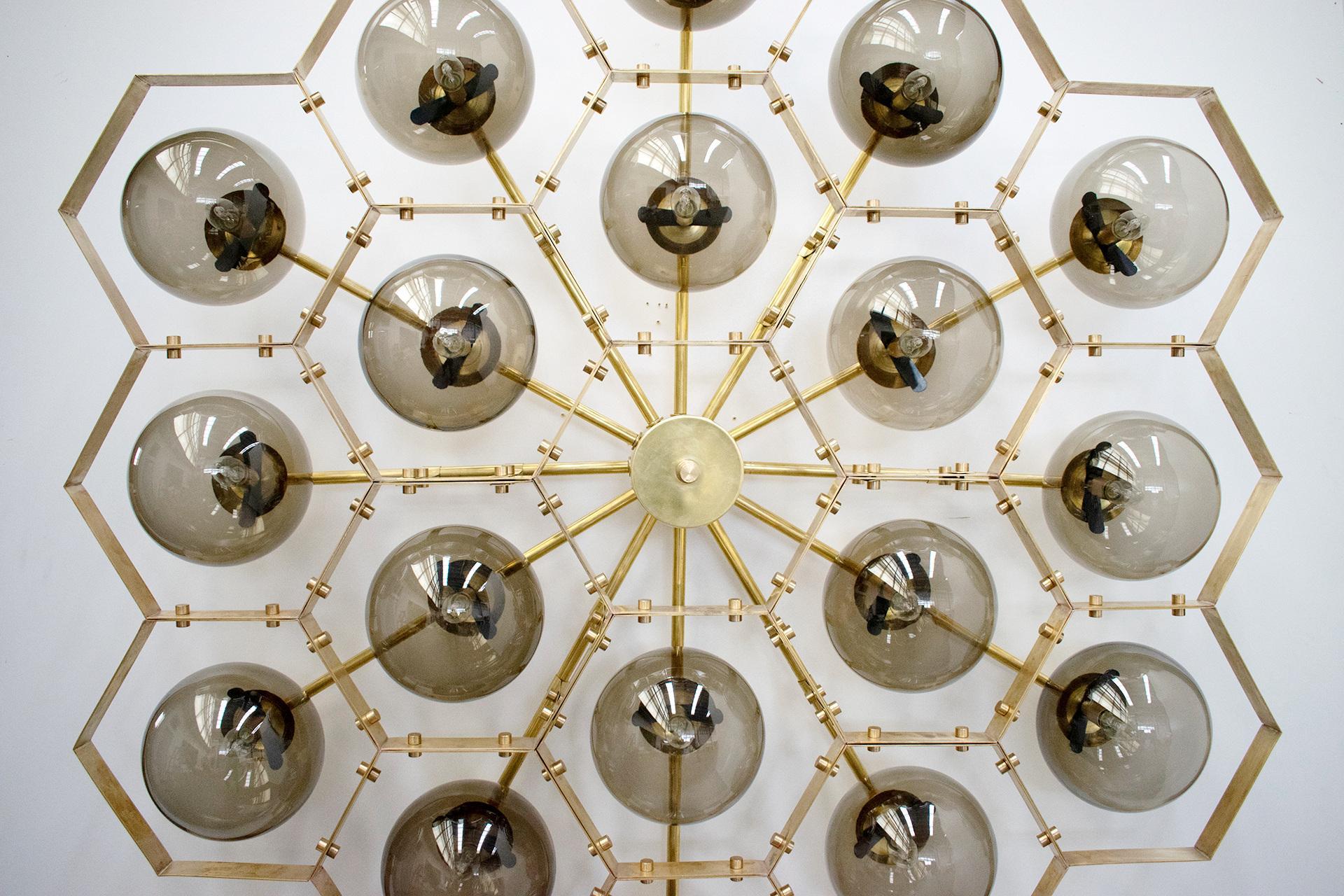 Mid-Century Modern Honeycomb Flush Mount by Fabio Ltd For Sale