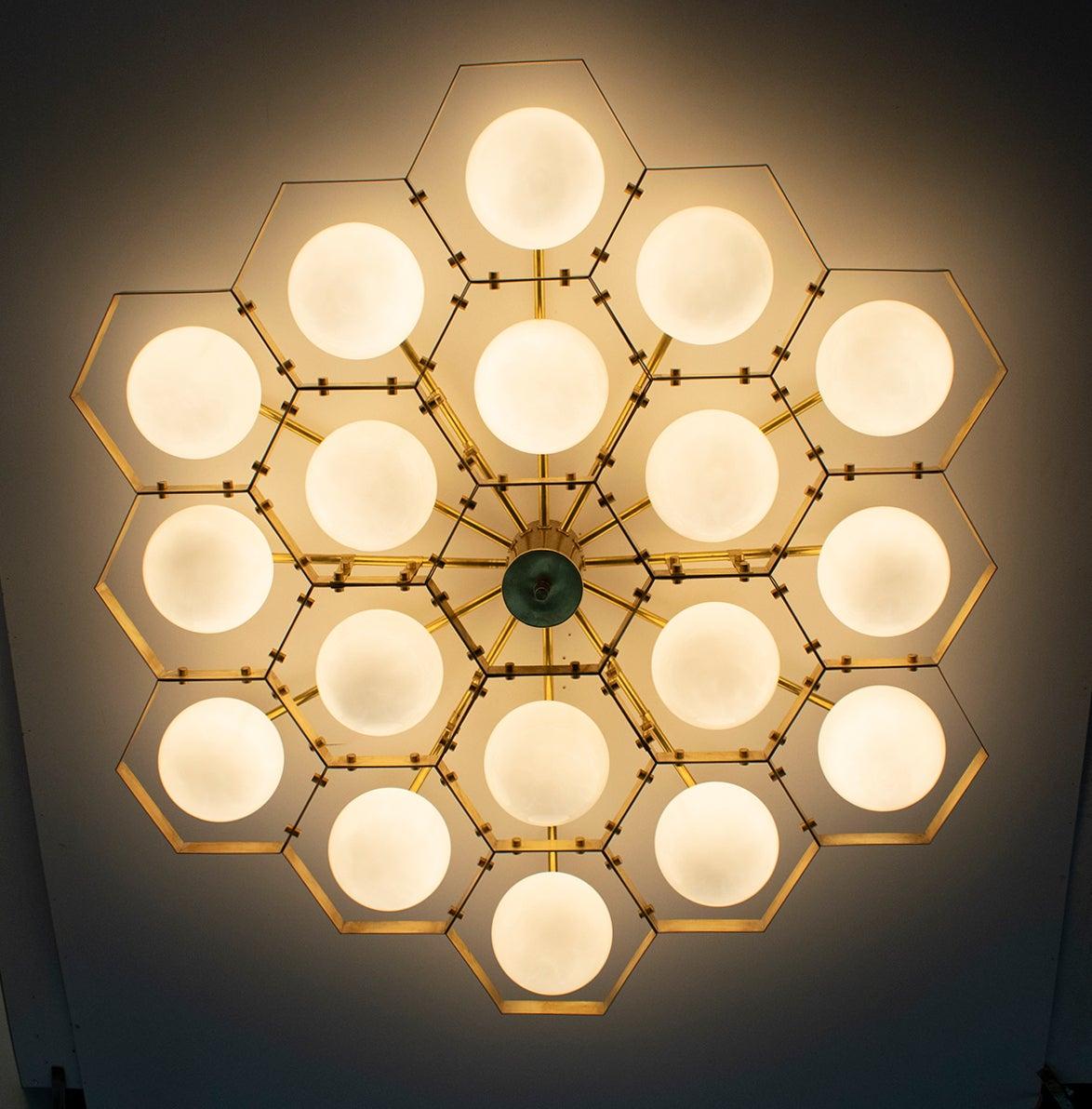 Mid-Century Modern Honeycomb Flushmount by Fabio Ltd For Sale