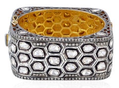 16.04 Carat  Rose Cut Diamond Honeycomb Bracelet Cuff