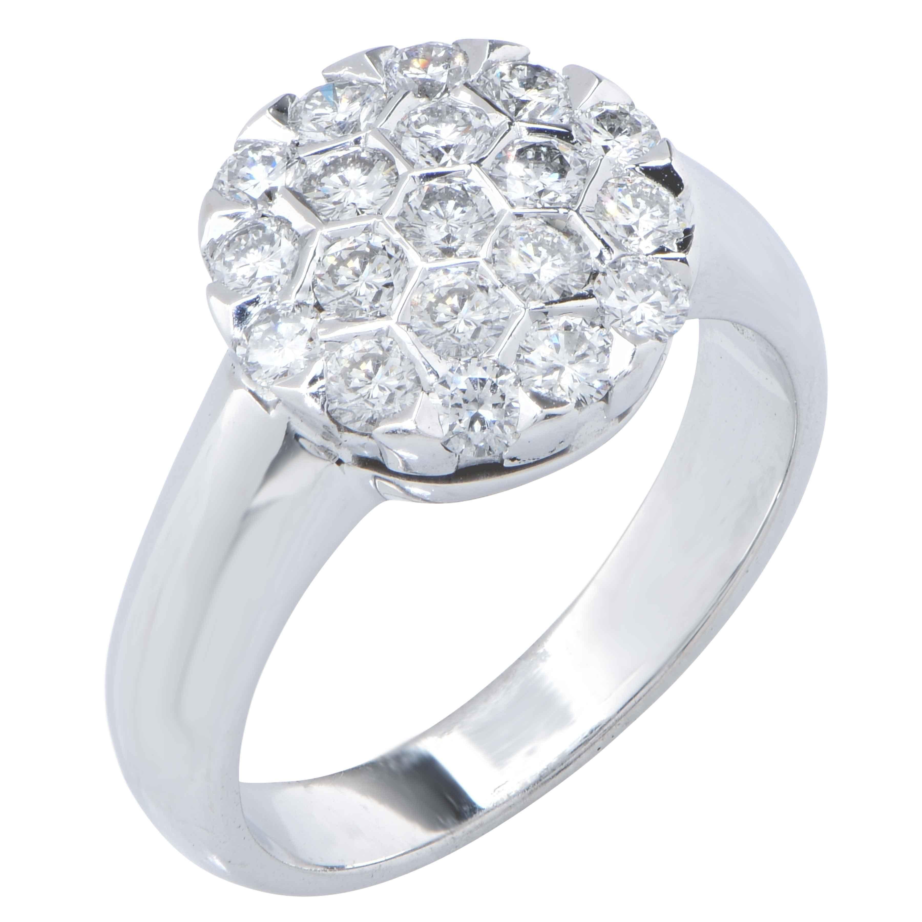 Honeycomb Motif Diamond Ring For Sale