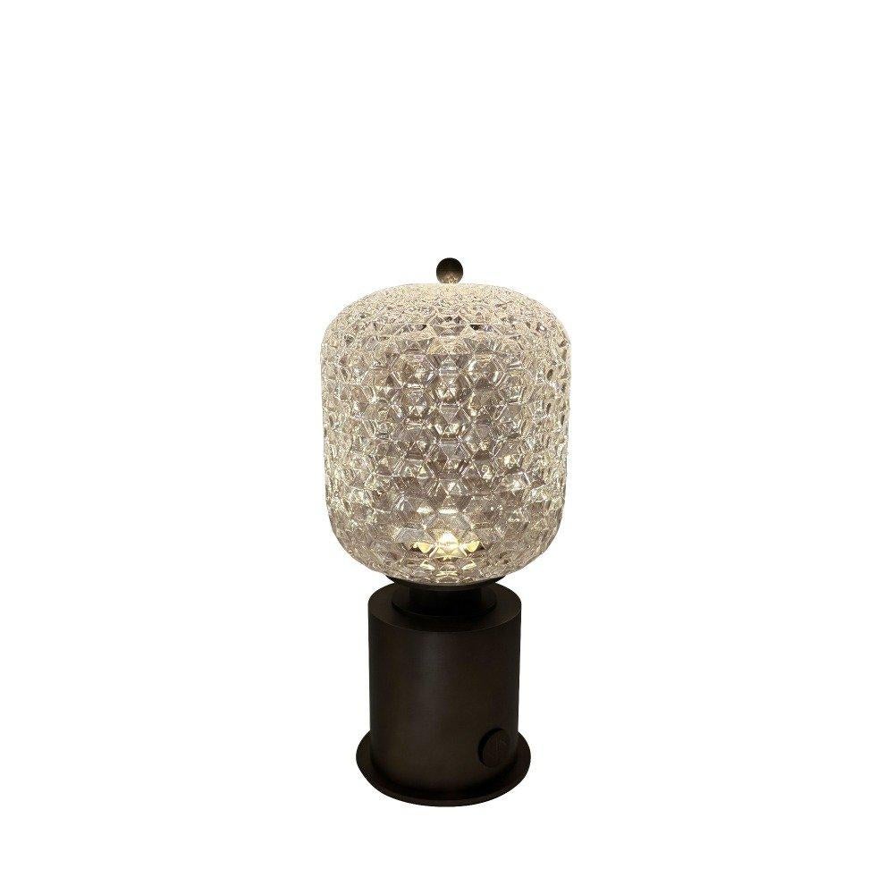 Chinese Honeycomb Portable Led Lamp, André Fu Living Bronze Glass New For Sale