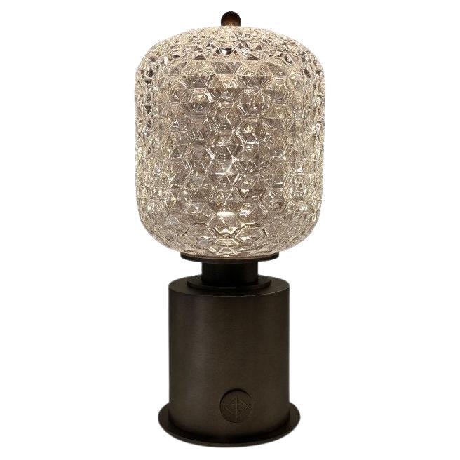 The Honeycomb Portable LED Lamp in Glass and Bronze by André Fu Living