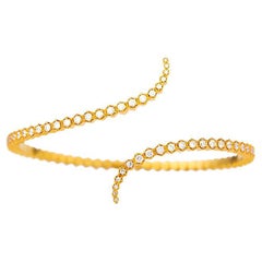Honeycomb Tapered End Flexible 22K Gold Cuff Bracelet