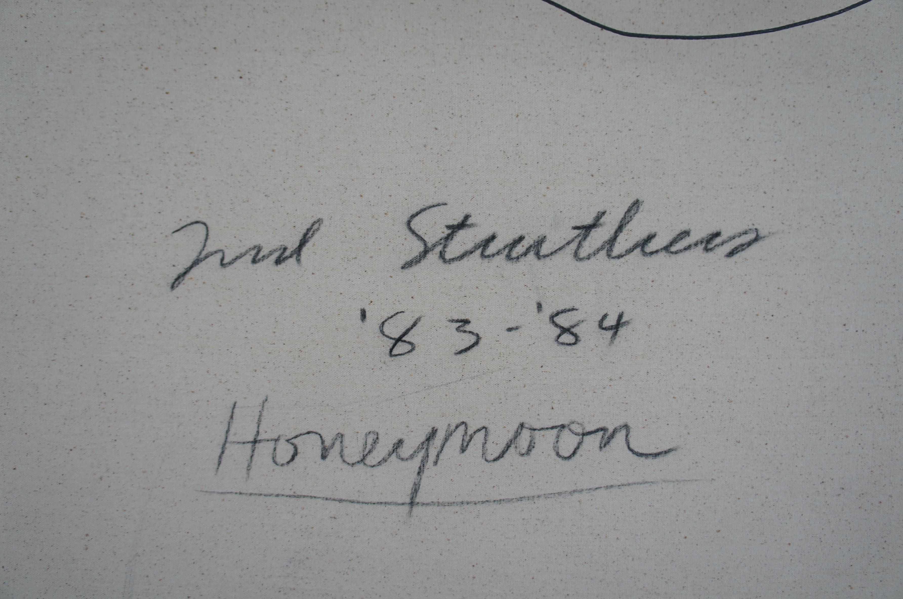Peinture à l'huile abstraite « Honeymoon » de Frank Struthers, 1984, formes modernes en vente 2