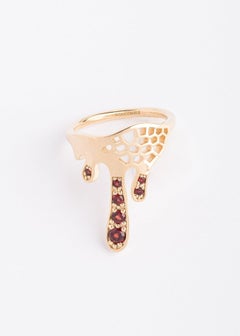Honeymoon L'Élégante Ring in 18k Gold Plate with Garnets by Moncomble Paris