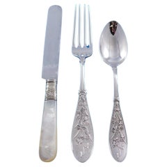 Antique Honeysuckle by Whiting Sterling Silver Flatware Service Set Scarce c1870