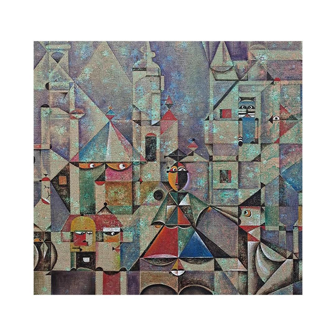  Die Fantasie des Schlosses Nr.2 - Zeitgenössische Kunst, Geometrisch, Abstrakt (Grau), Abstract Painting, von Hong, Da