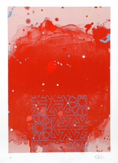 Lithographie rouge de Hong Hao
