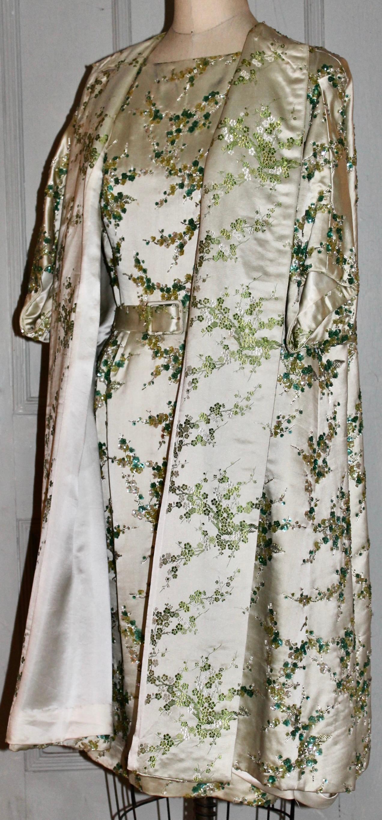 Hong Kong Beaded Silk Cocktail Dress/Opera Coat 6