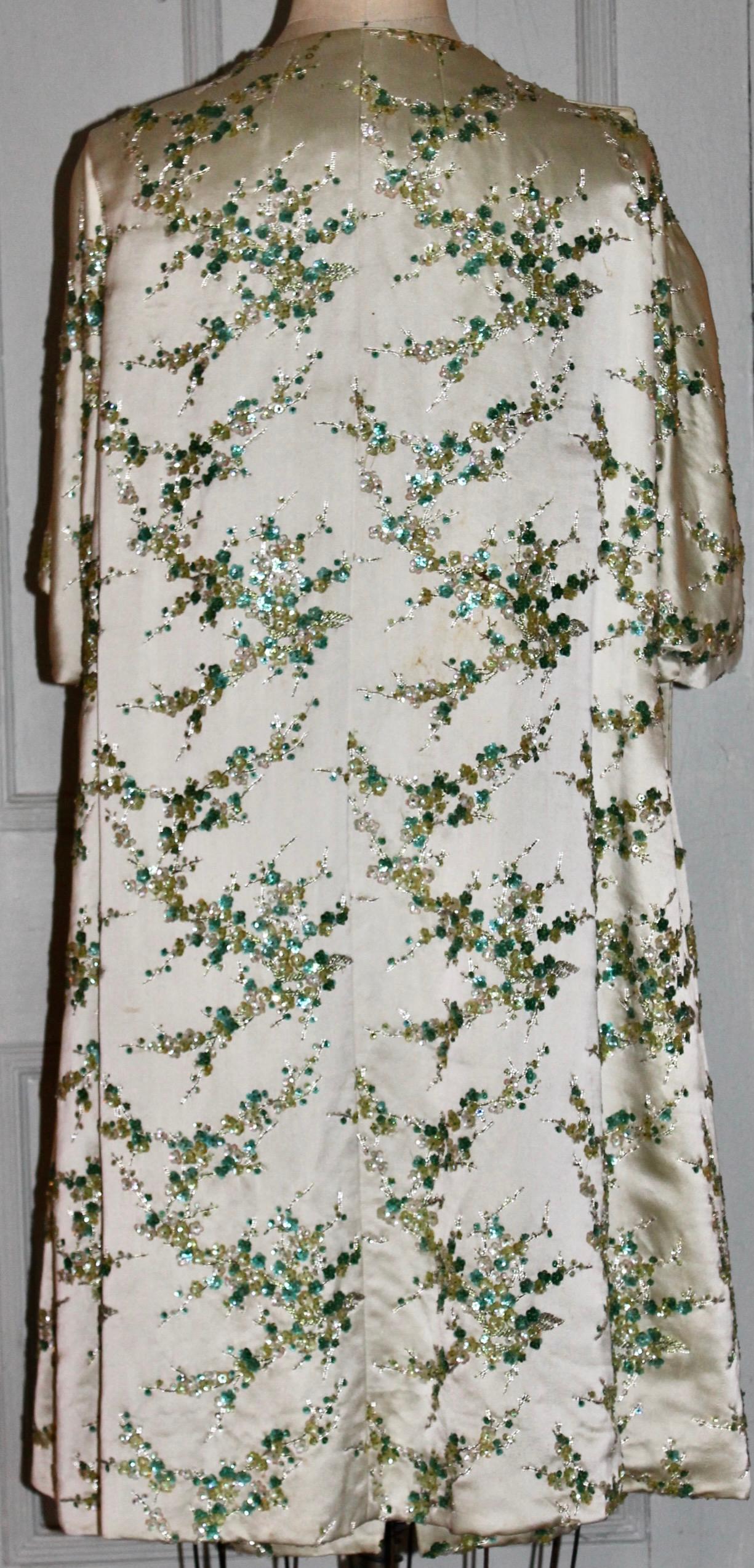 Hong Kong Beaded Silk Cocktail Dress/Opera Coat 7