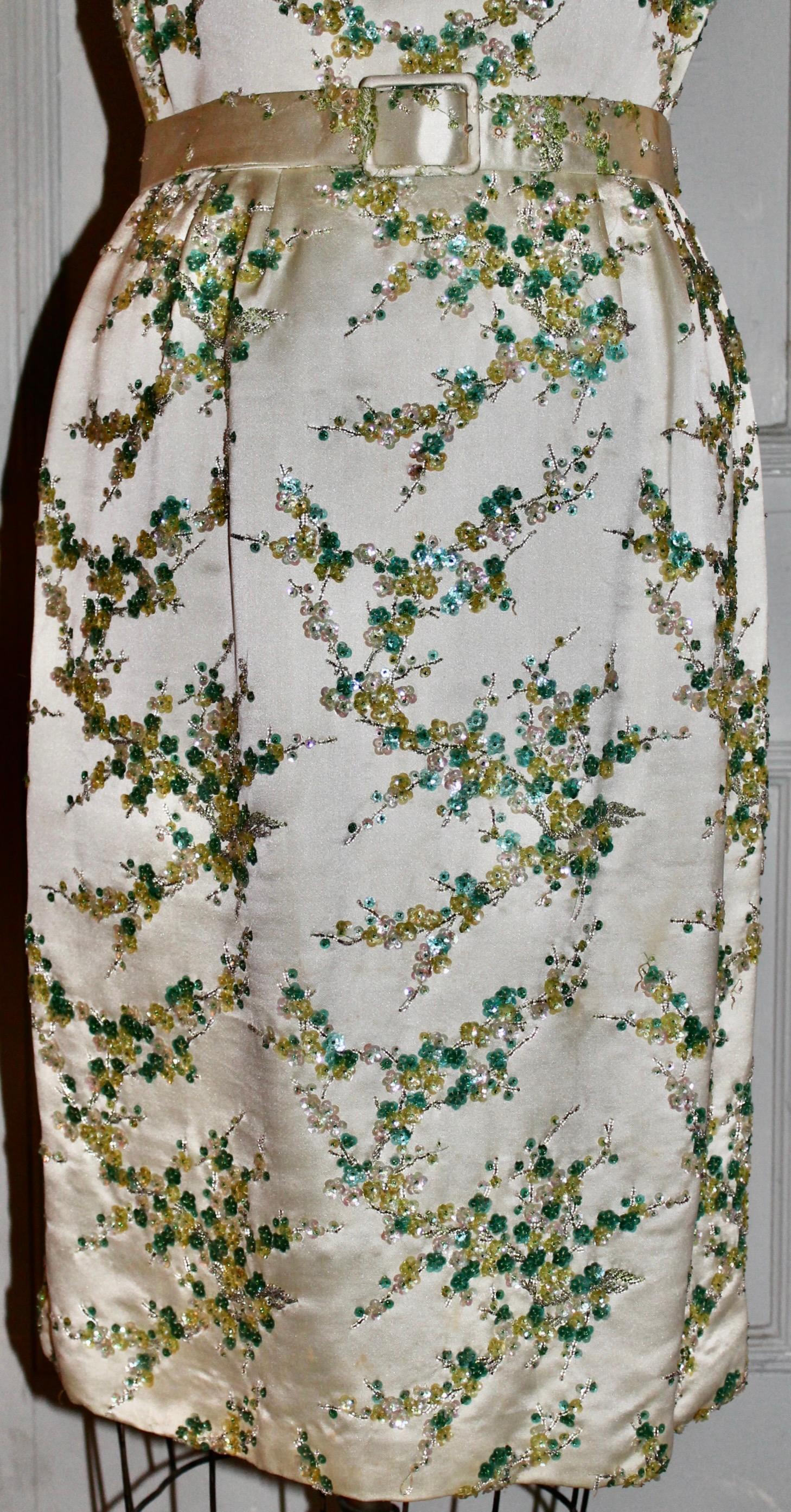 Hong Kong Beaded Silk Cocktail Dress/Opera Coat 1