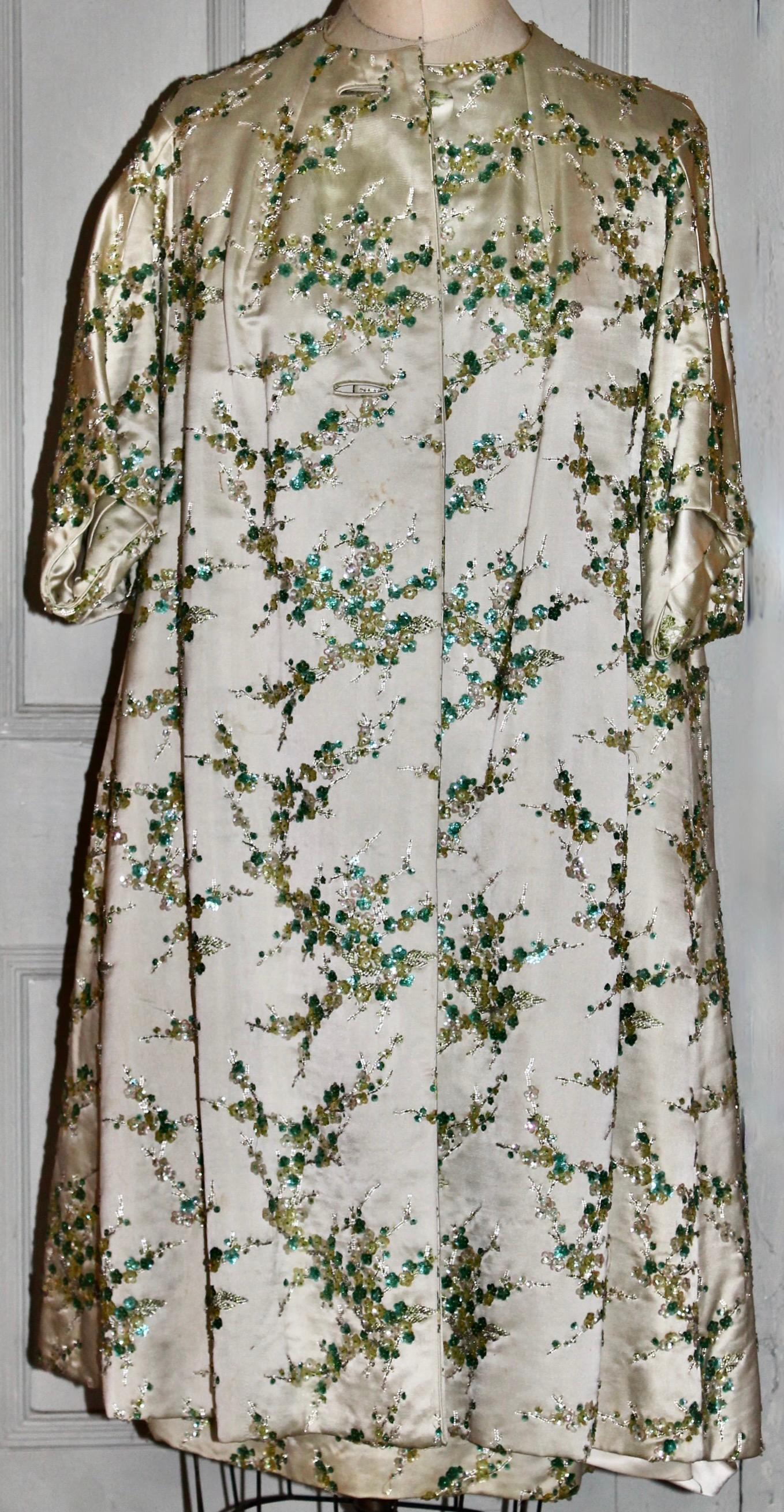 Hong Kong Beaded Silk Cocktail Dress/Opera Coat 4