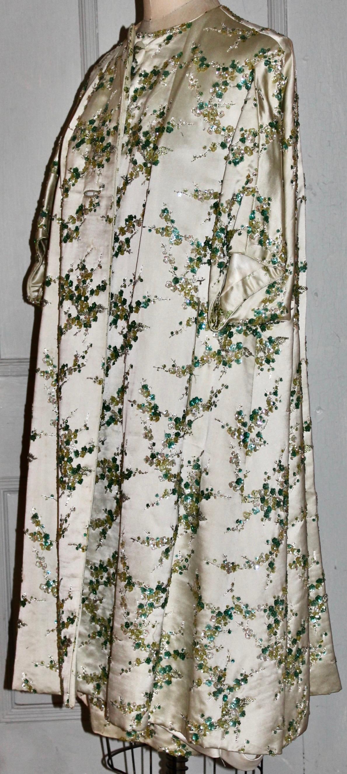 Hong Kong Beaded Silk Cocktail Dress/Opera Coat 5