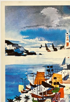 HONG KONG - JET THERE BY B.O.A.C. Original Vintage Airline Travel Tourism Poster