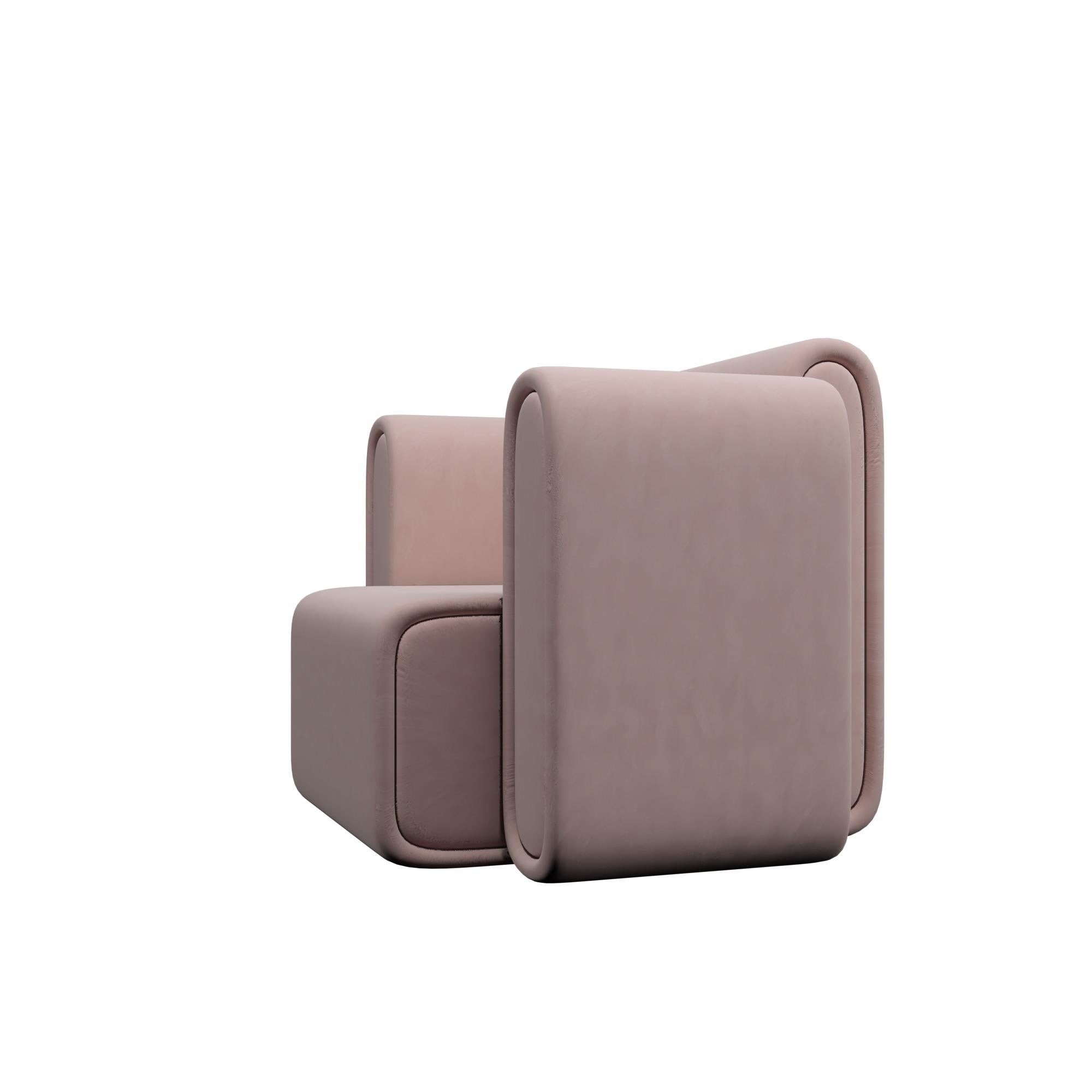 Modern HONG KONG Velvet Chair in Pink by Alexandre Ligios, REP by Tuleste Factory For Sale