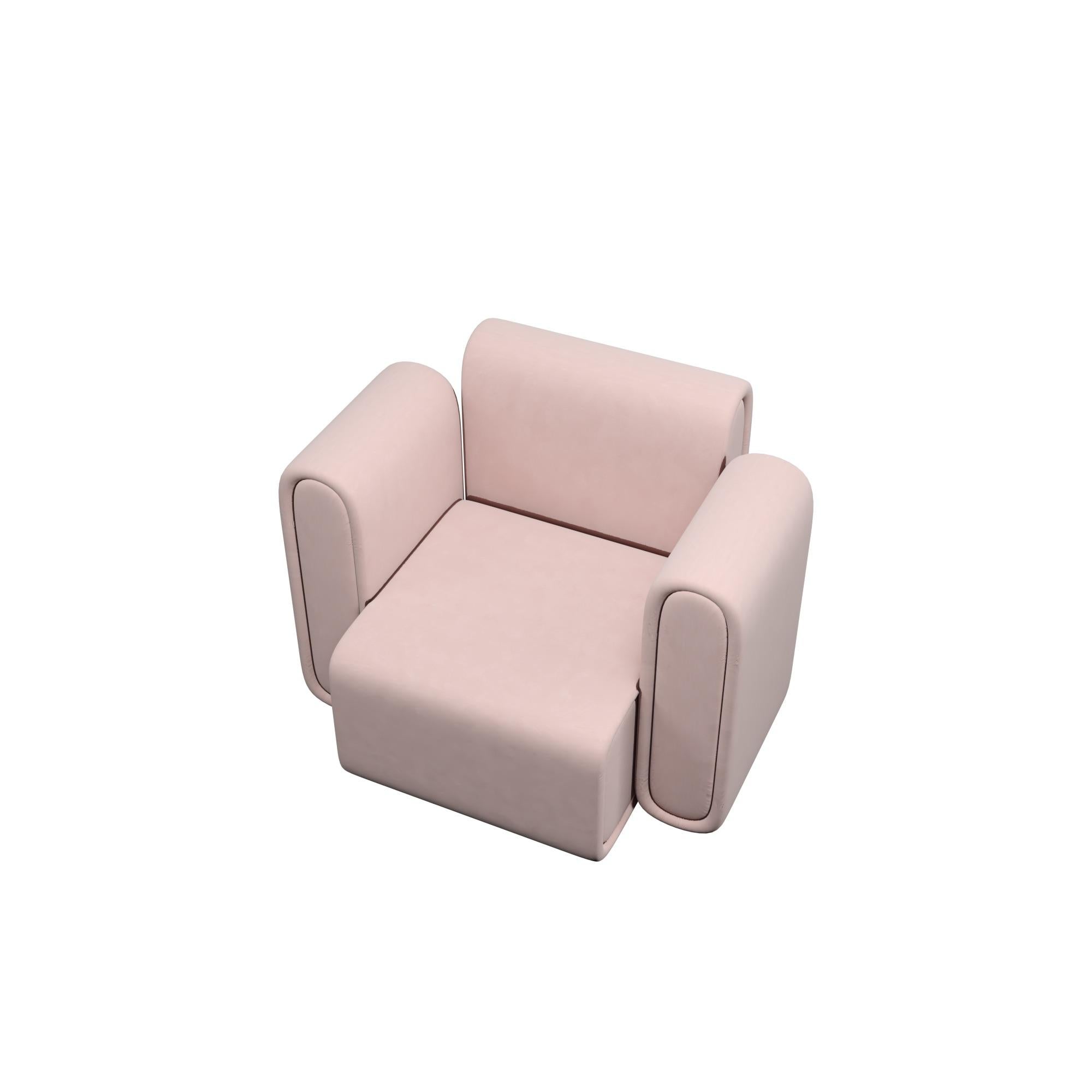Moroccan HONG KONG Velvet Chair in Pink by Alexandre Ligios, REP by Tuleste Factory For Sale