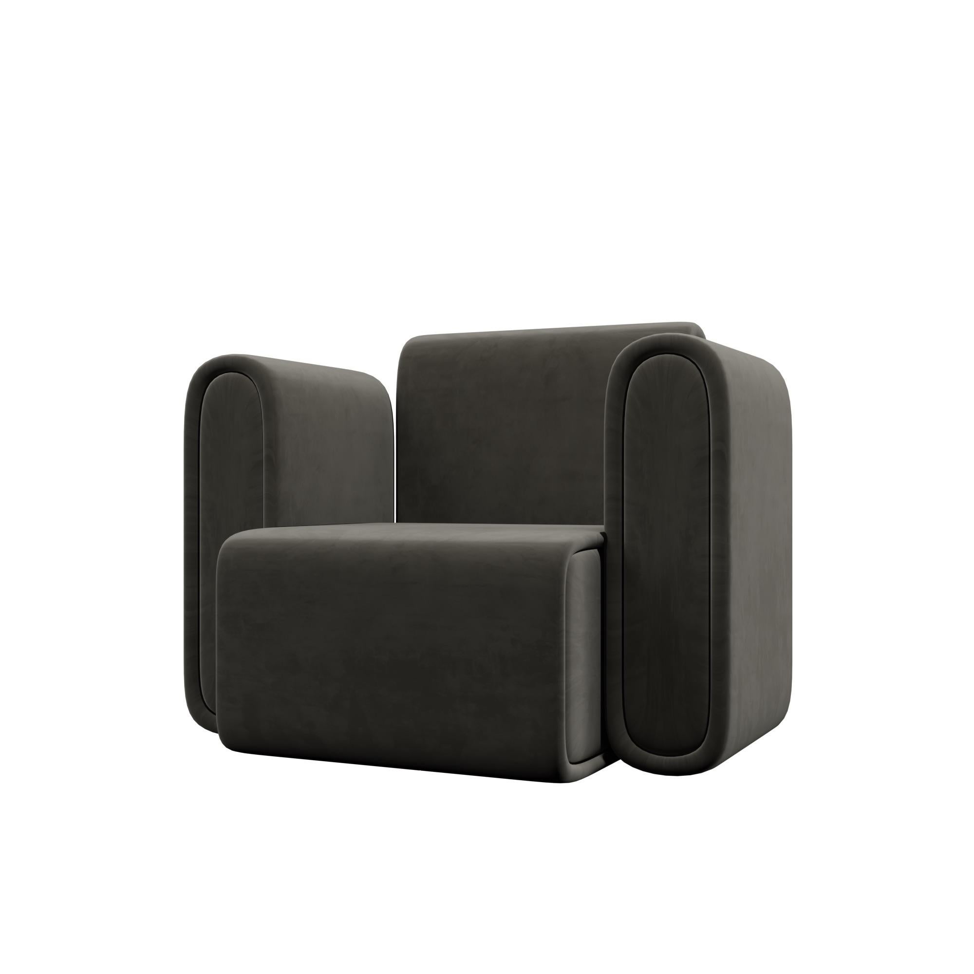 HONG KONG Contemporary Pink Velvet Chair by Alexandre Ligios For Sale 2