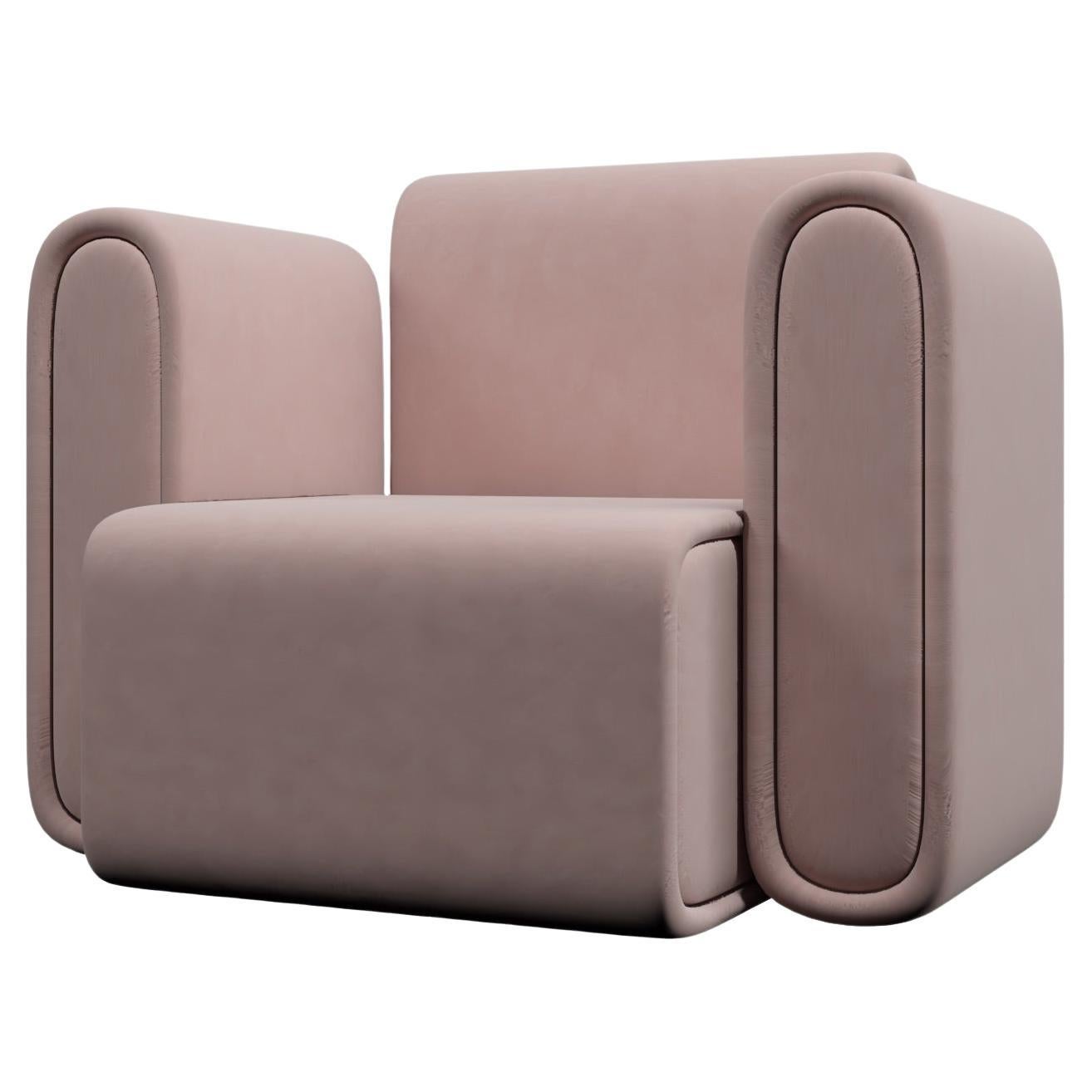 HONG KONG Velvet Chair in Pink by Alexandre Ligios, REP by Tuleste Factory For Sale
