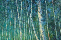 Hong Wang Paesaggio Pittura ad olio originale "Bosco di cipressi