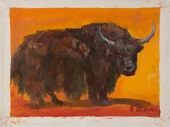 Hong Zhi Tier Original Öl auf Leinwand "Yak"