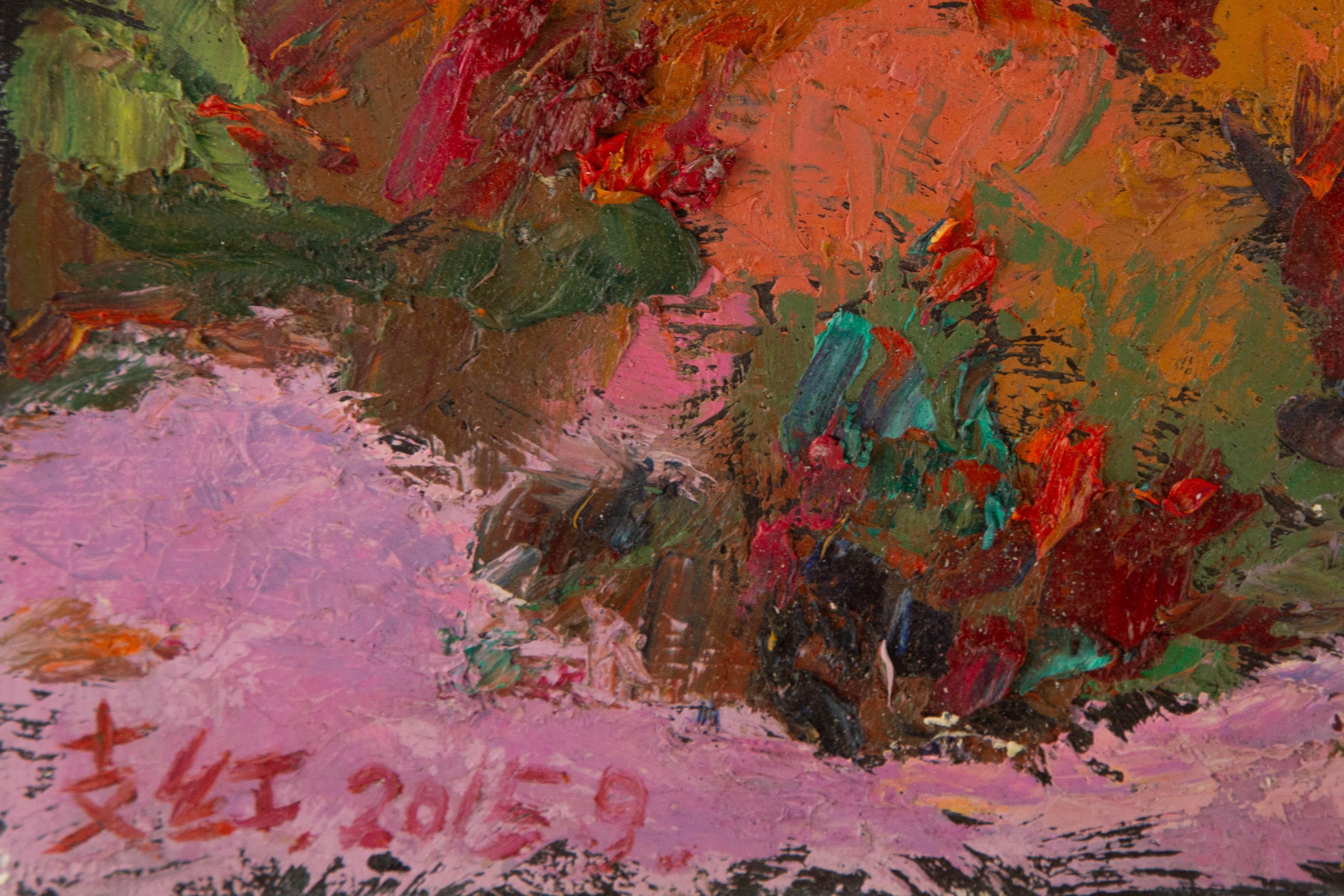 Hong Zhi Landschaft Original Öl auf Leinwand 