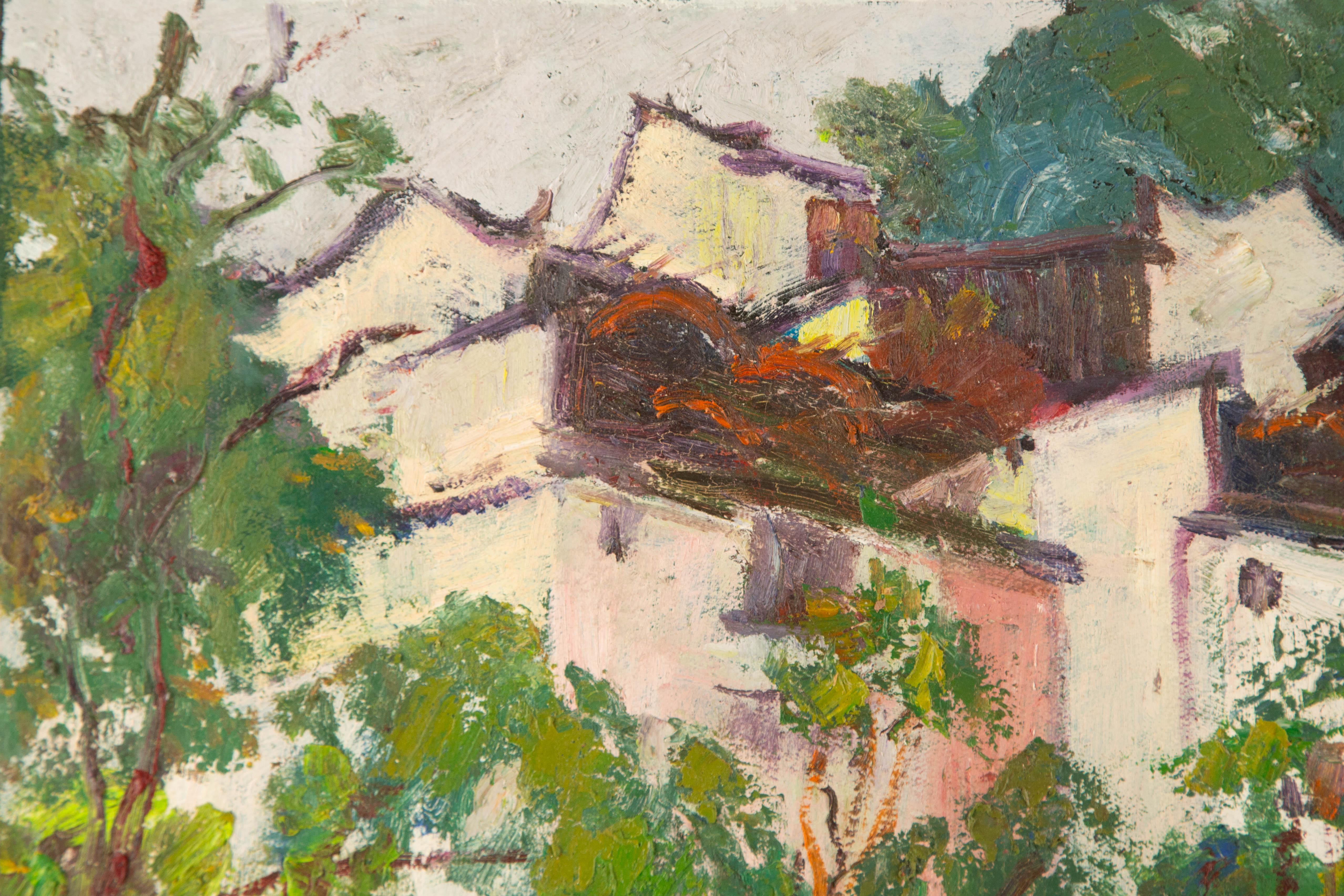 Hong Zhi Landscape Original Oil On Canvas 