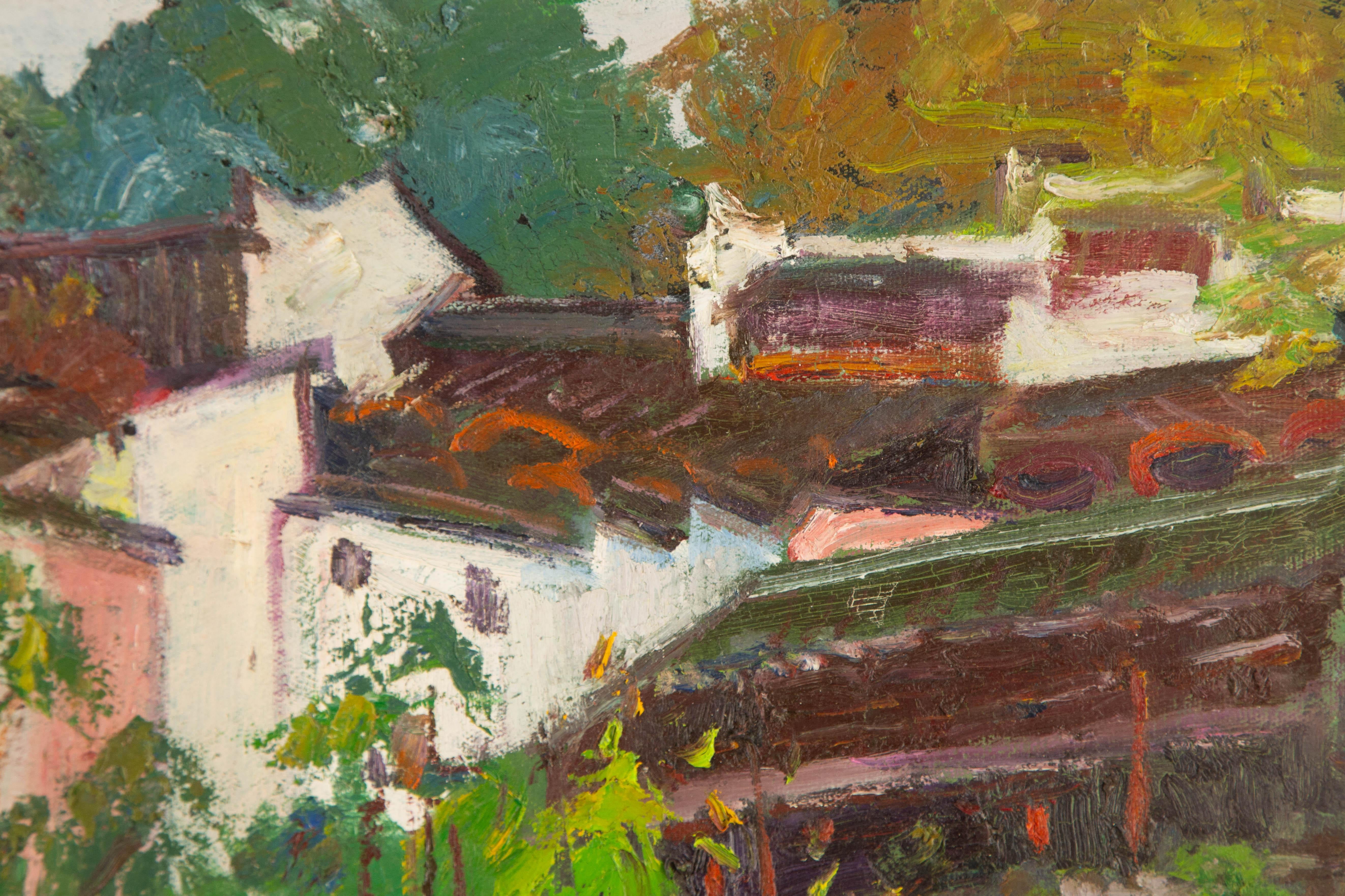 Hong Zhi Landscape Original Oil On Canvas 