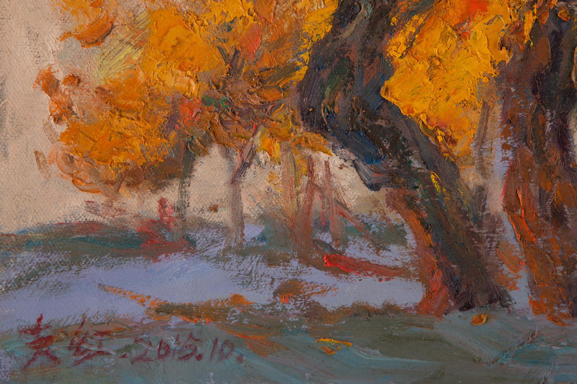 Hong Zhi Landschaft, Original-Ölgemälde „Populus 1“ im Angebot 3