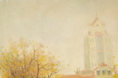 Hongdan Lin Paisaje Original Óleo Sobre Lienzo "Iglesia en Qingdao Serie III"