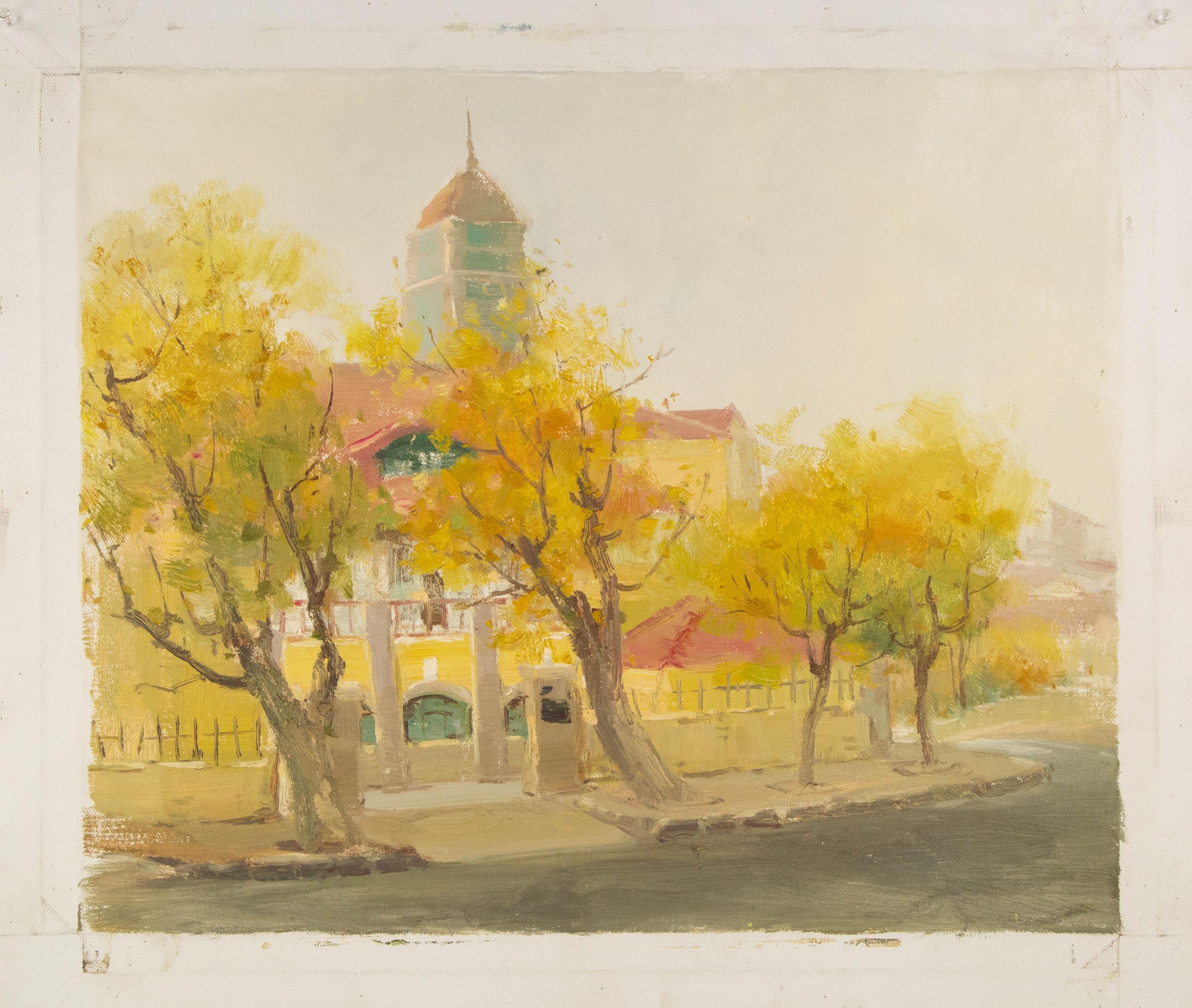 Hongdan Lin Landschaft, Original Ölgemälde auf Leinwand, „Qingdao Serie III“, Hongdan Lin im Angebot 7