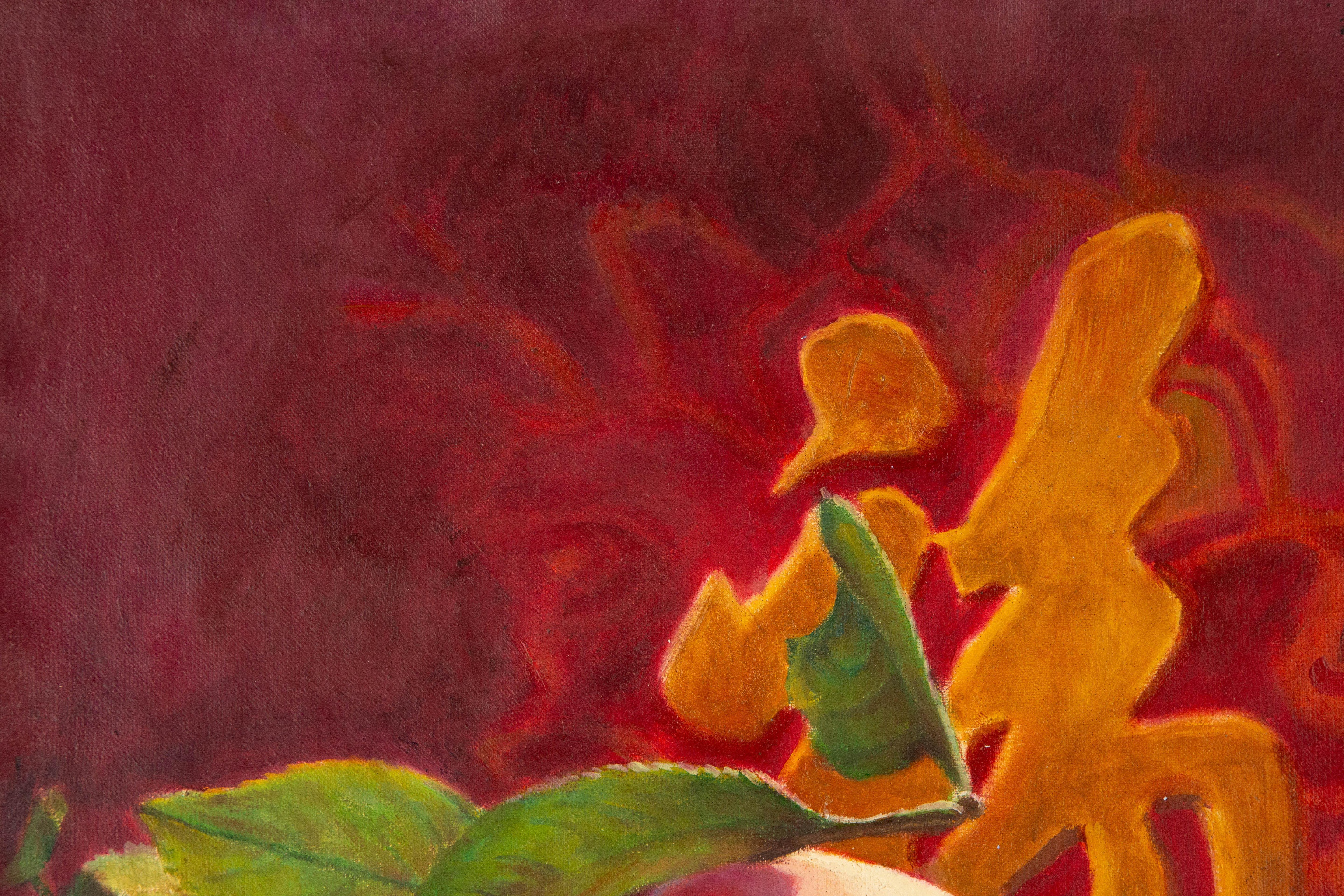 Hongsheng Wang Stillleben, Original, Öl auf Leinwand, „Happiness“ im Angebot 1