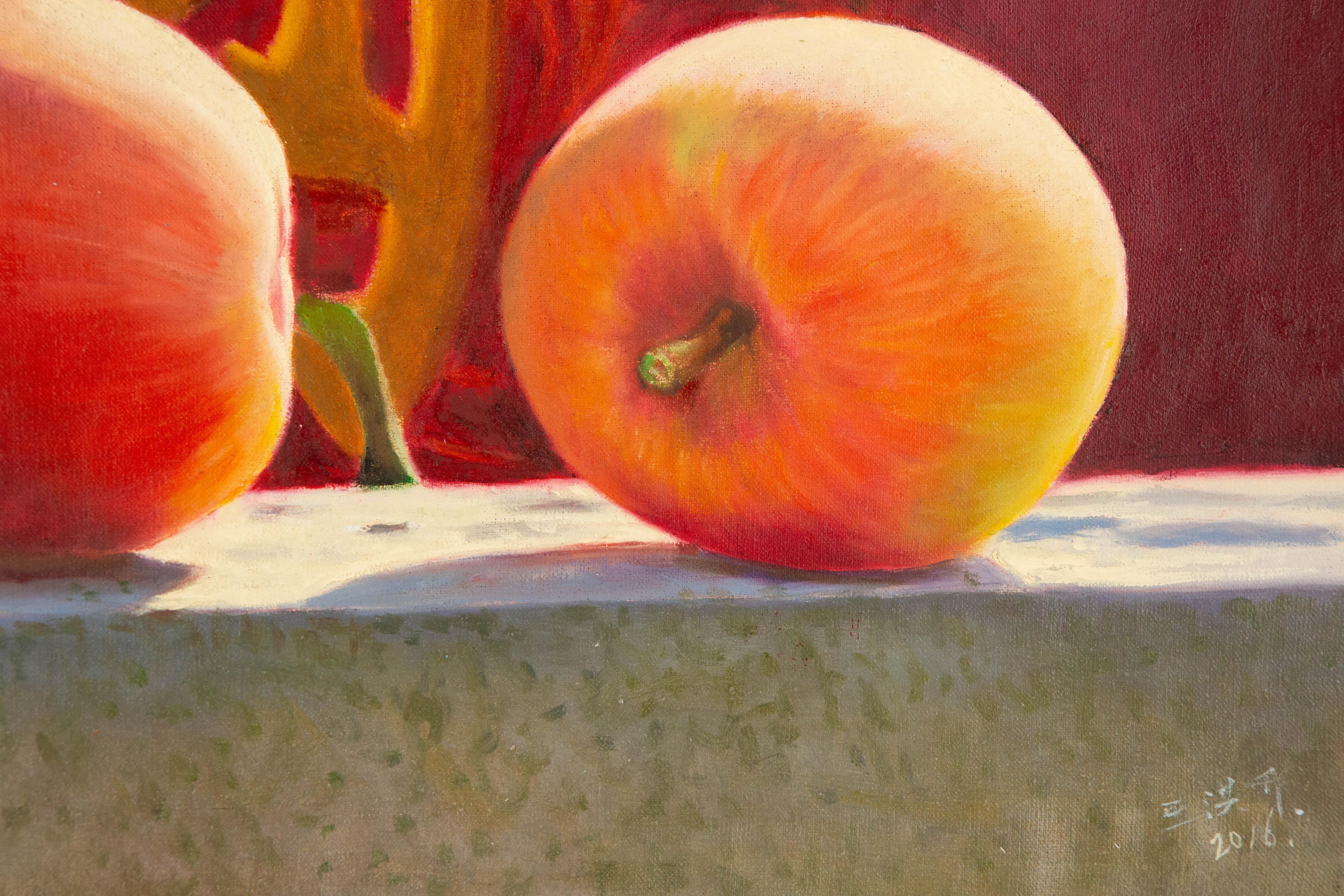 Hongsheng Wang Stillleben, Original, Öl auf Leinwand, „Happiness“ im Angebot 4