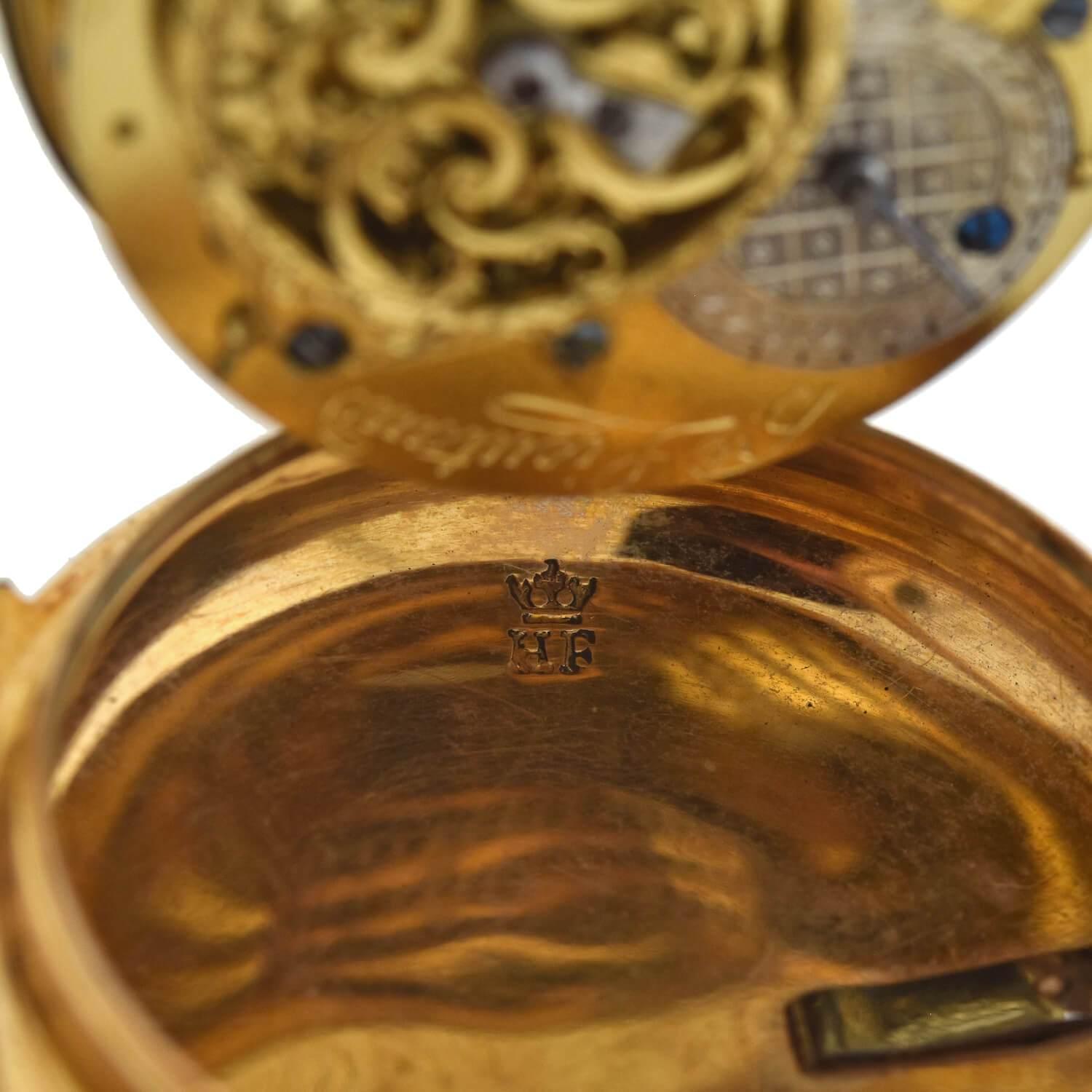 Honnore Lieutaud of Marseille Georgian 18 Karat Gold Diamond Pocket Watch For Sale 1